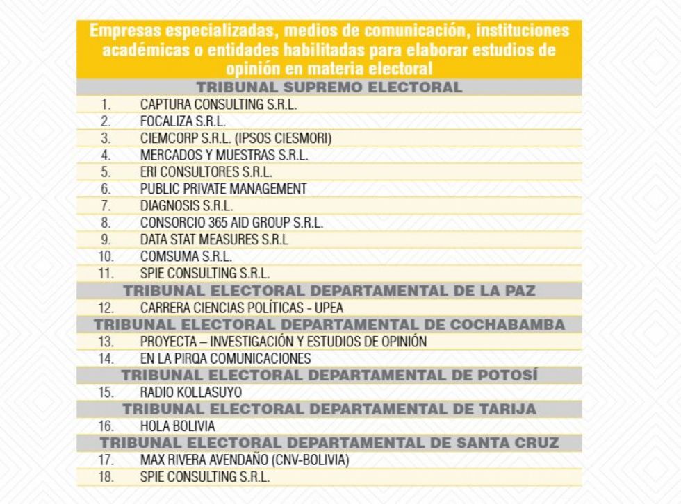TSE habilita empresas para realizar estudios de opinión