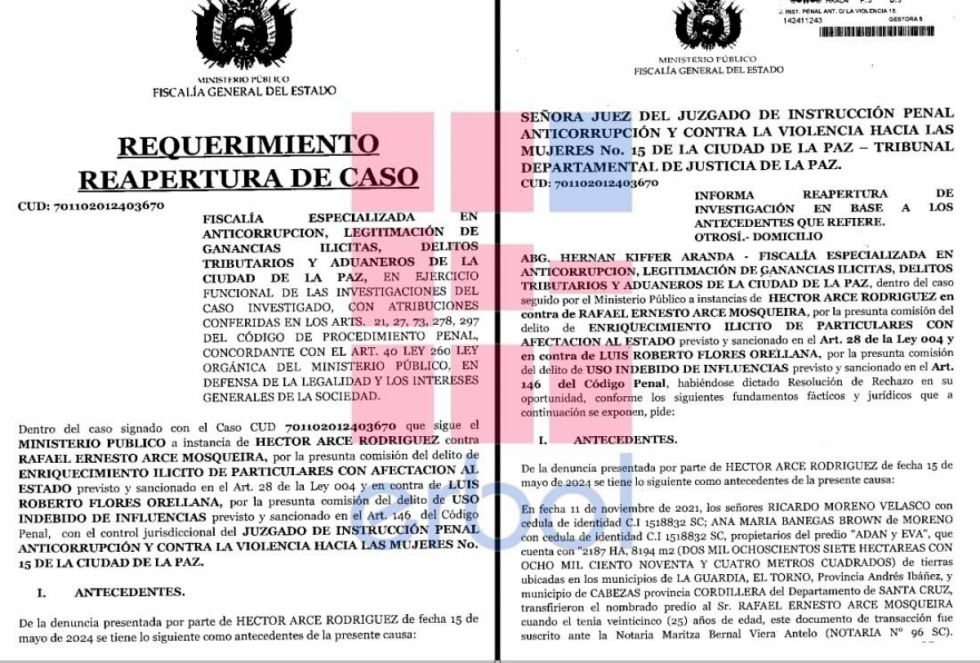 Fiscalía reabre investigación contra el hijo del presidente Arce por enriquecimiento ilícito