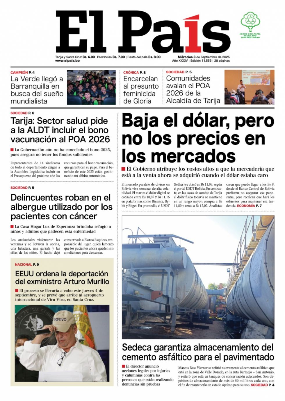El dólar a la baja, Murillo, la barca de Trump, la Verde... Lee las imprescindibles