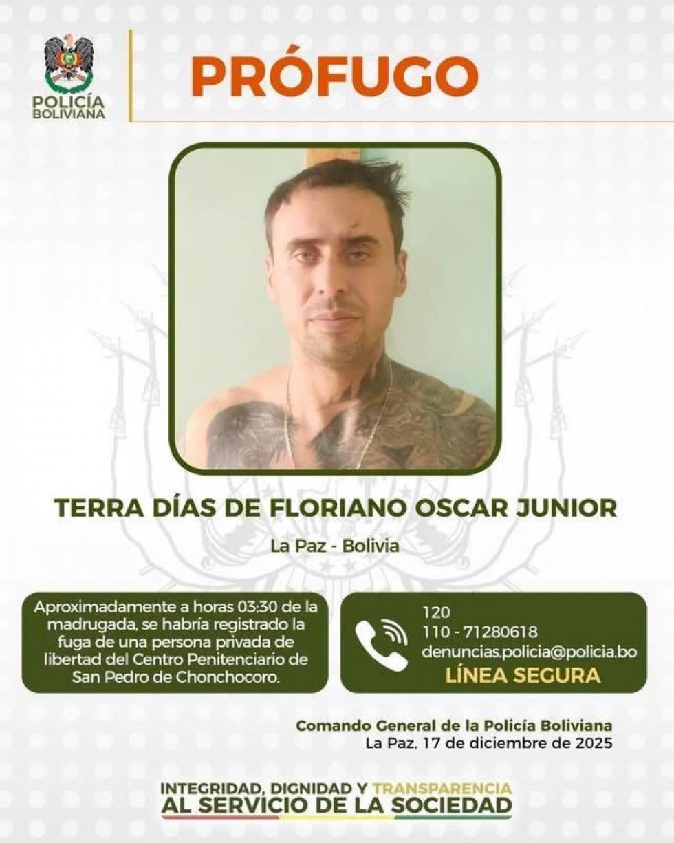 Fugan dos reos brasileños de alta peligrosidad del penal de Chonchocoro