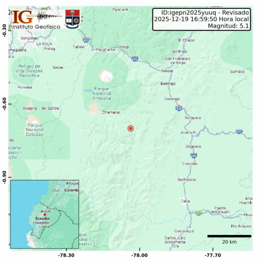 Sismo estremece centro norte de Ecuador