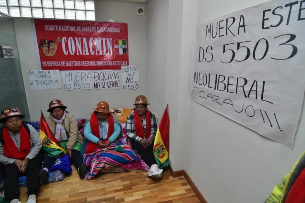 La COB instala tres piquetes de huelga de hambre contra el Decreto 5503