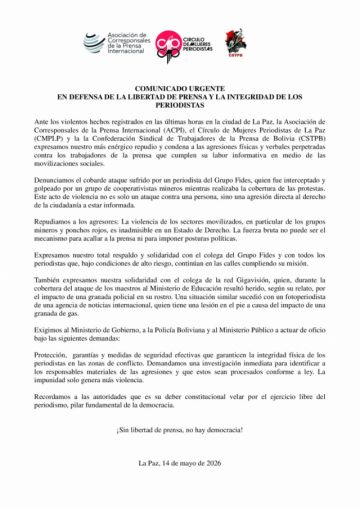 ​EN DEFENSA DE LA LIBERTAD DE PRENSA Y LA INTEGRIDAD DE LOS PERIODISTAS