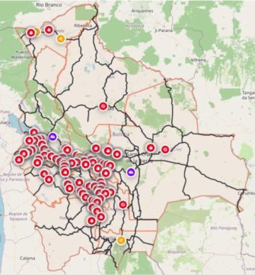 Bolivia supera los 100 puntos de bloqueo y Cochabamba concentra la mayor conflictividad