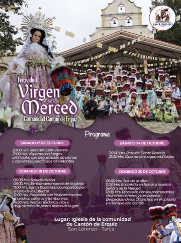 Cantón de Erquiz invita a celebrar la festividad de la Virgen de la Merced