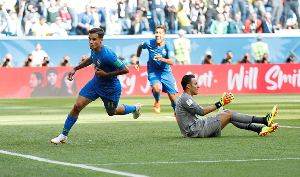 Brasil marca por partida doble y desahucia a Costa Rica del Mundial