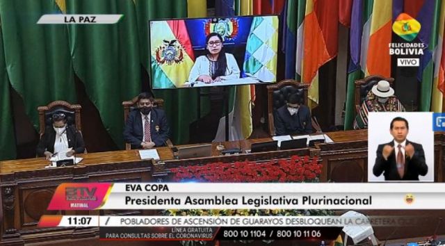 Eva Copa llama a la paz y a la unidad "Bolivia es una sola"