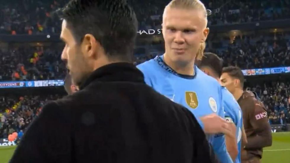 Tenso diálogo entre Erling Haaland y Mikel Arteta