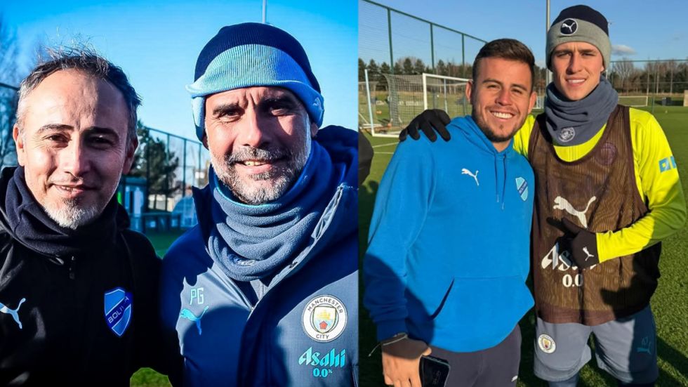 Inesperado encuentro: Las fotos del plantel del City visitando la práctica de Bolívar 