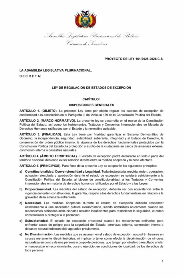 Nueva ley de excepción amplía facultades del Estado frente a crisis internas