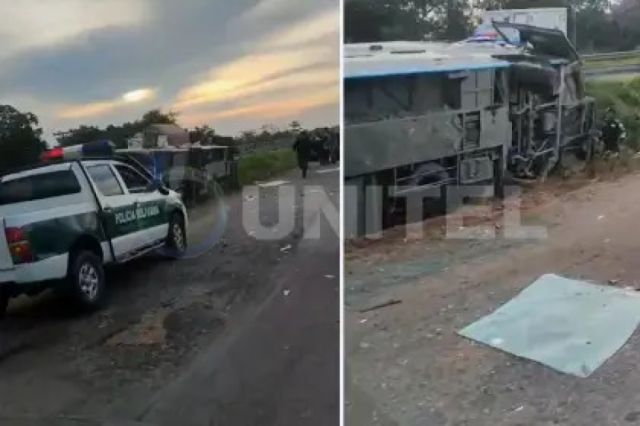 Accidente en carretera: Un bus vuelca en la ruta Cochabamba-Santa Cruz