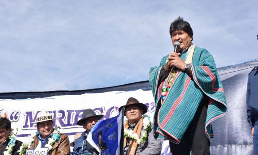 EVO MORALES EN UN DISCURSO