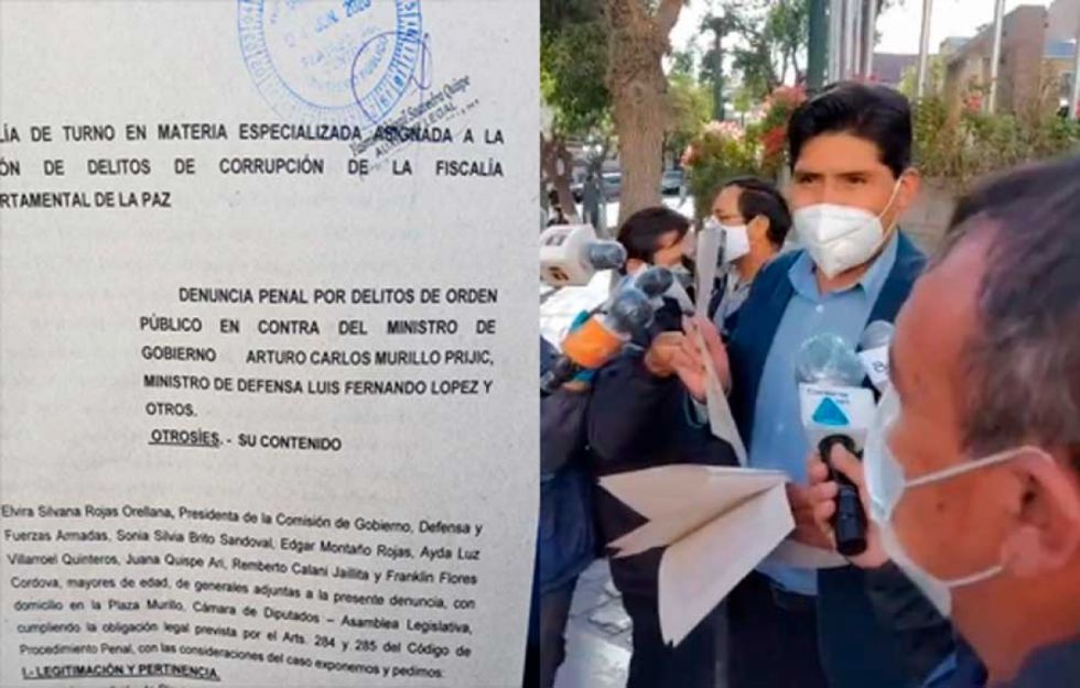 Diputados del MAS formalizan denuncia contra Murillo y López por caso gases