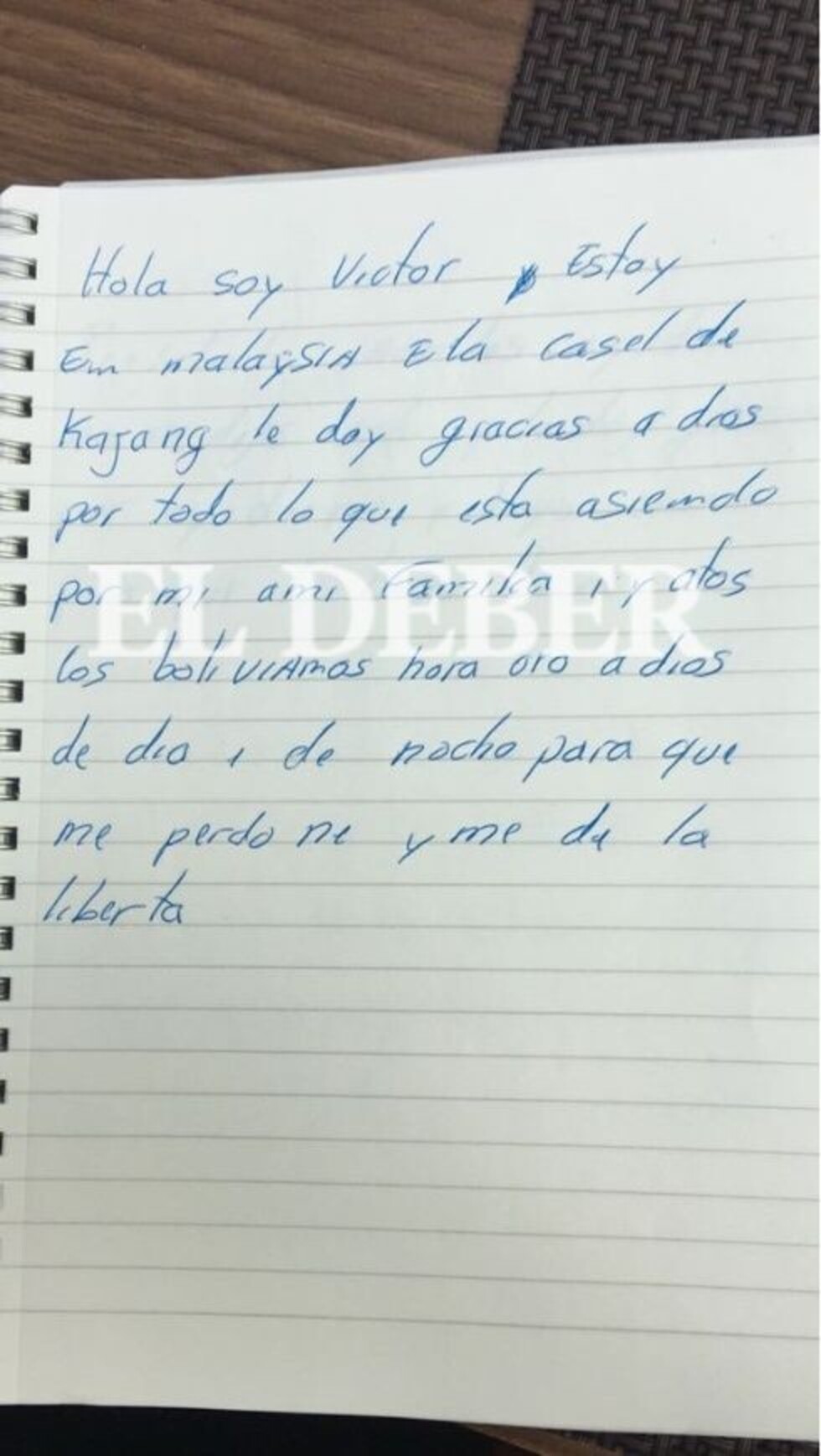 "Oro a Dios día y noche para que me perdone": La emotiva carta del boliviano condenado a la muerte en Malasia