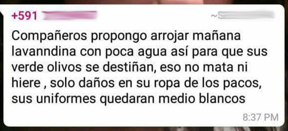 Arrestan a joven que en Whatsapp propuso echar lavandina a policías