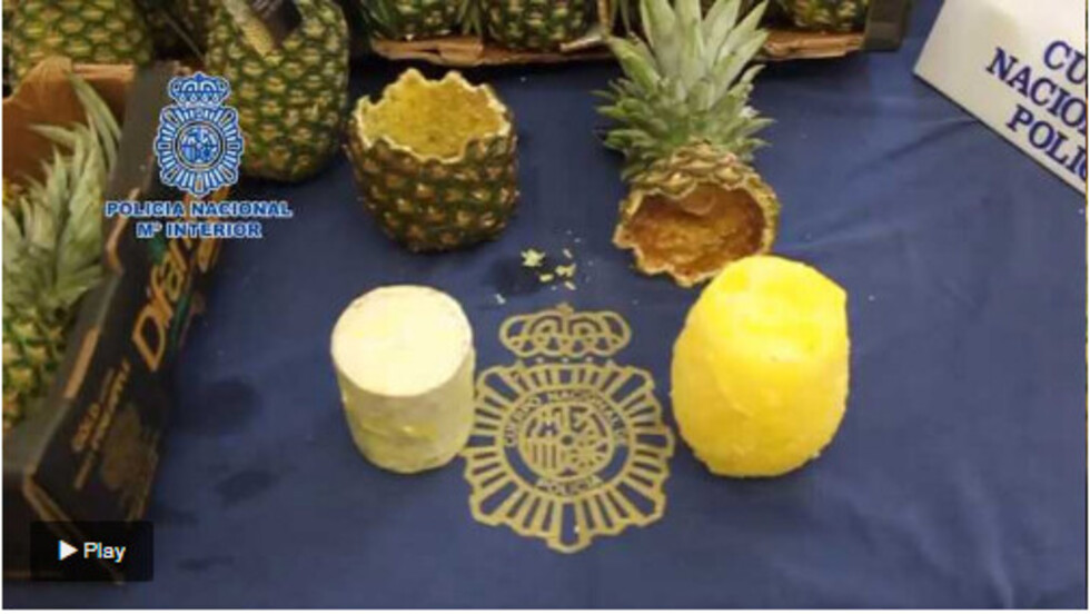 Hallan 67 kilos de cocaína escondidas en piñas