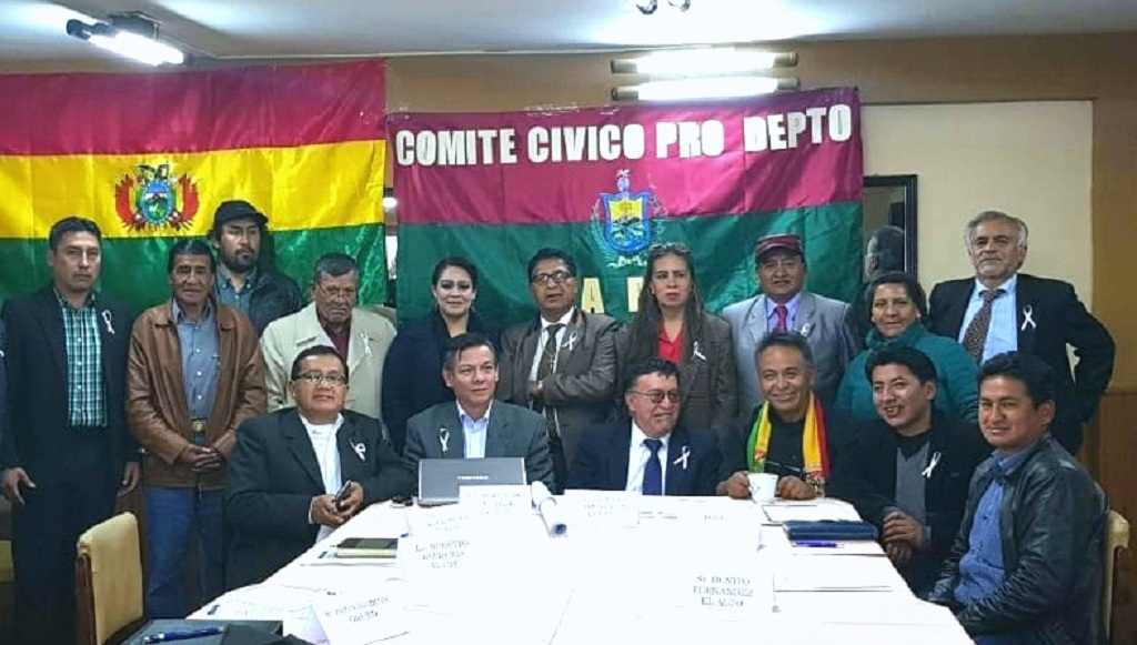 Comités Cívicos repudian la inscripción de Morales-Linera y ratifican paro nacional