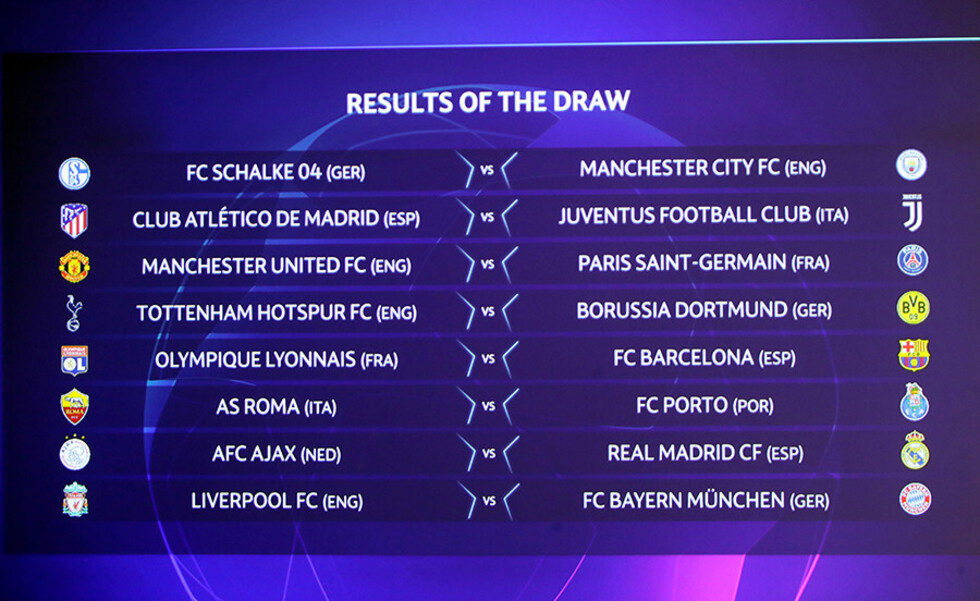 Así queda el sorteo de los octavos de final de la Liga de Campeones de la UEFA