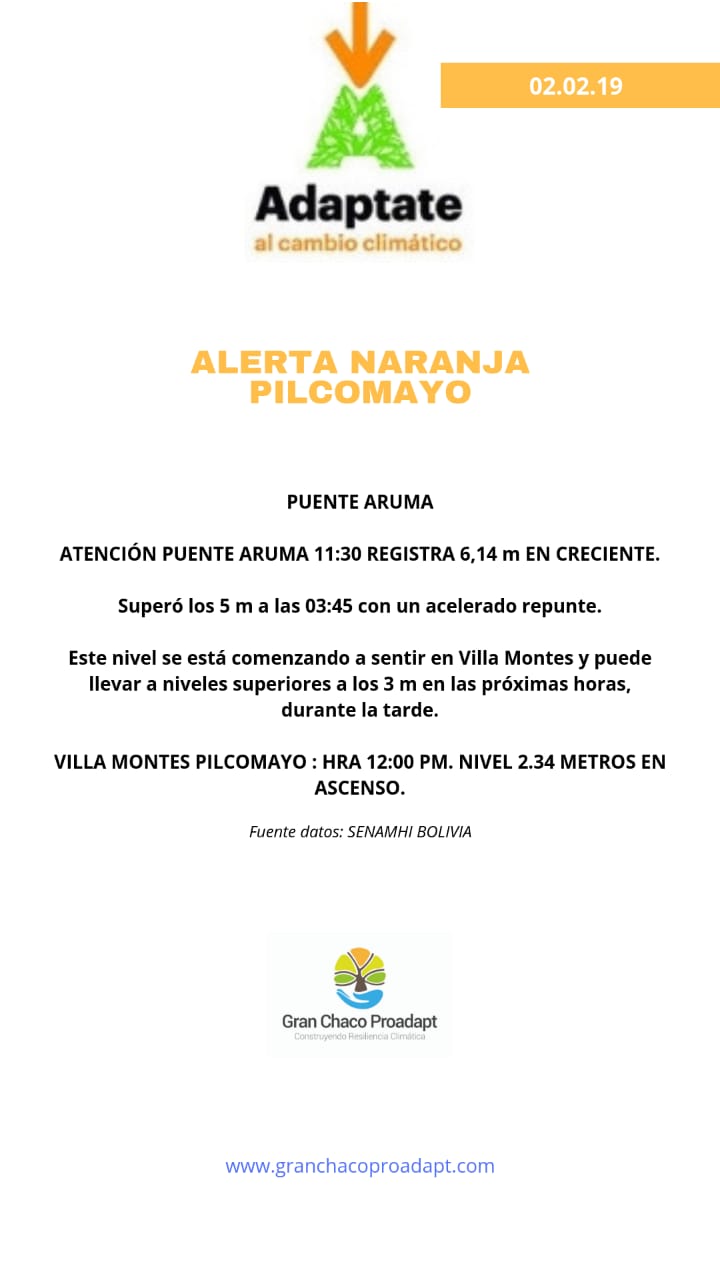Debido a las intensas lluvias se emite una Alerta Naranja en el Pilcomayo