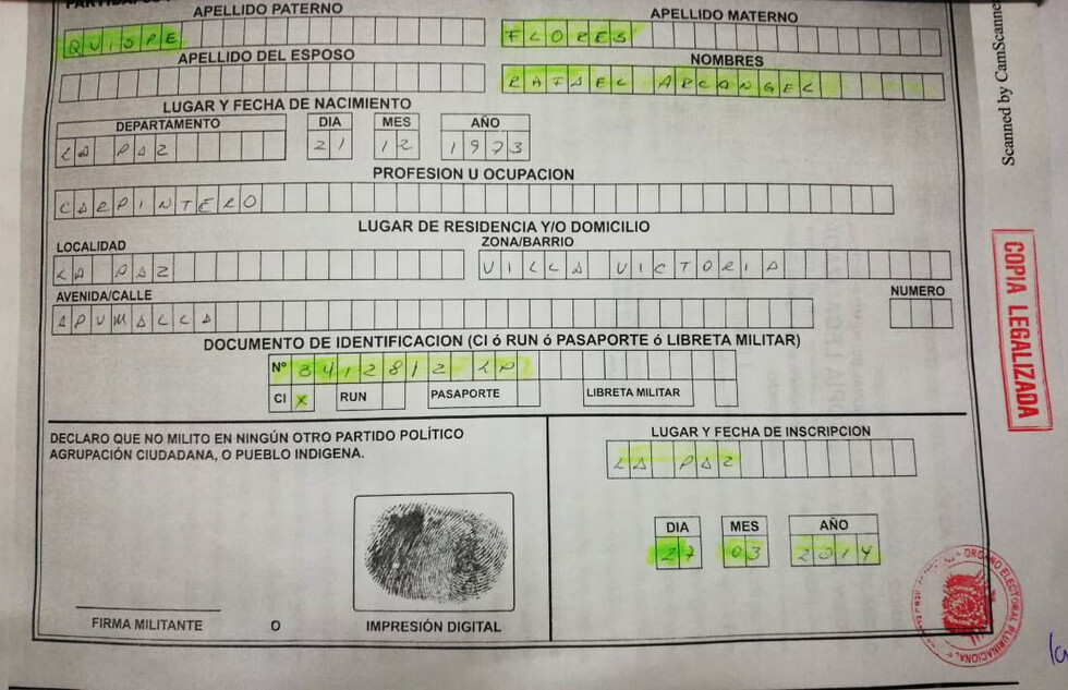 Rafael Quispe presenta denuncia penal contra Evo