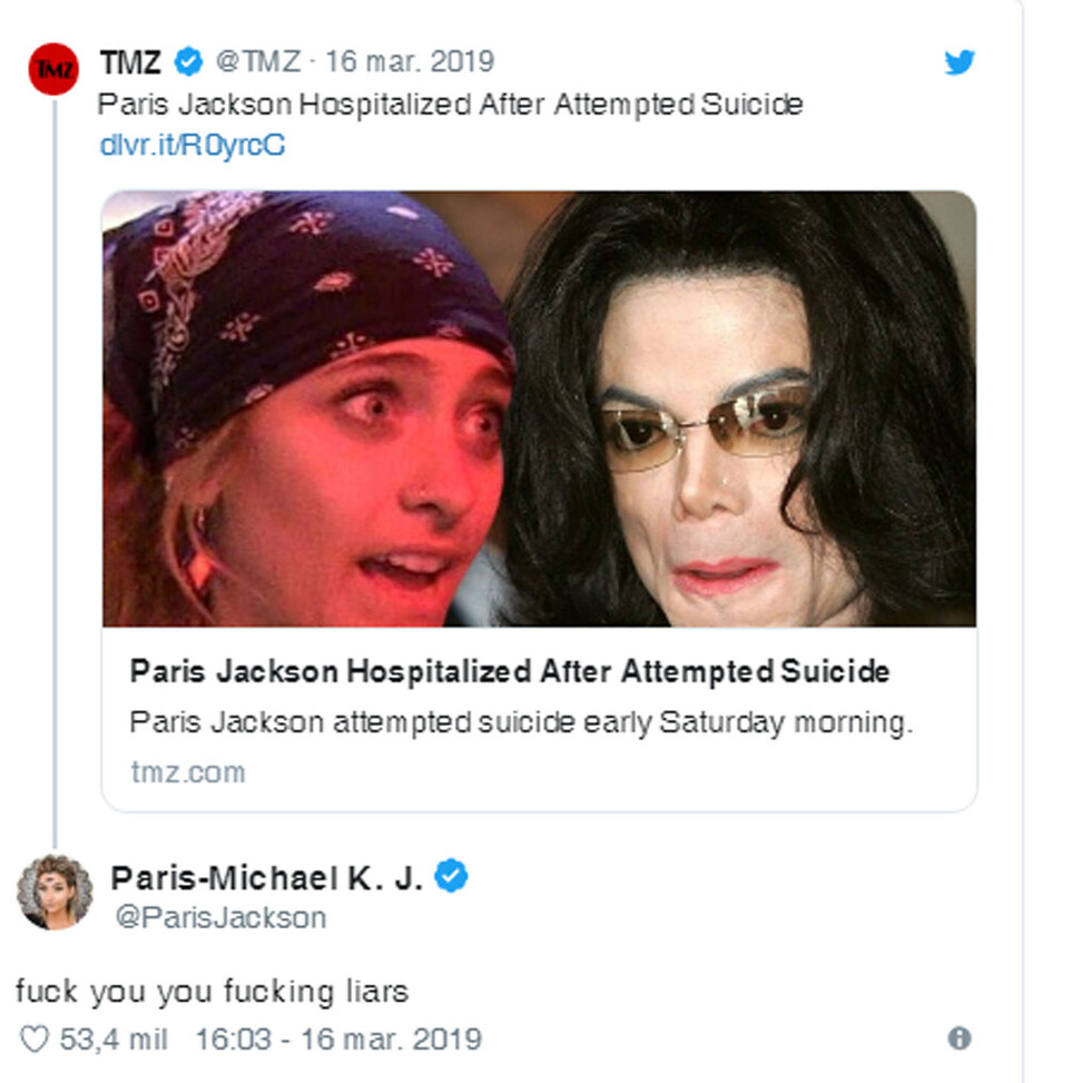 Paris Jackson  dice que no  quiso matarse