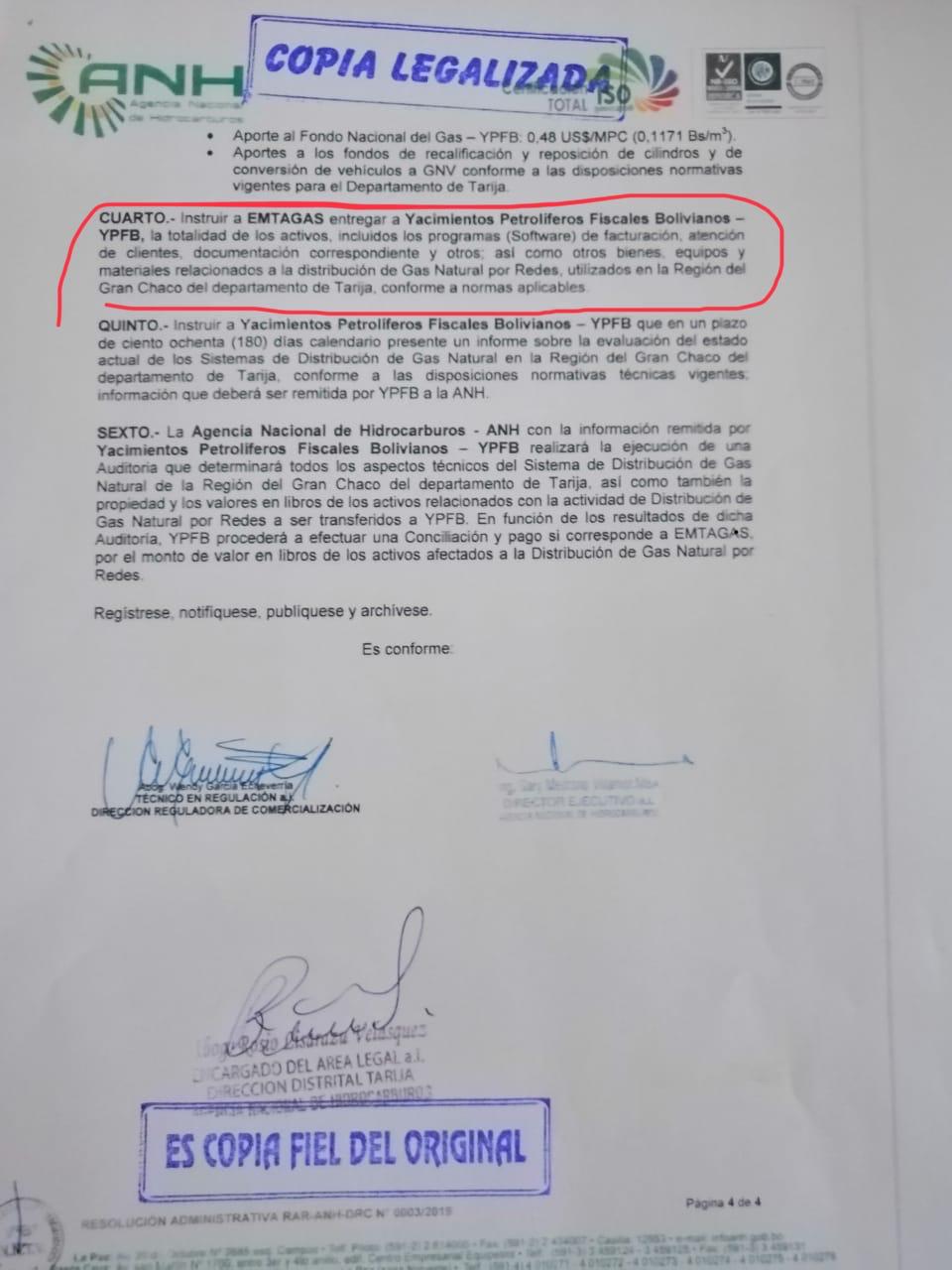 Revuelo en el Chaco, YPFB intervendrá oficinas de Emtagas