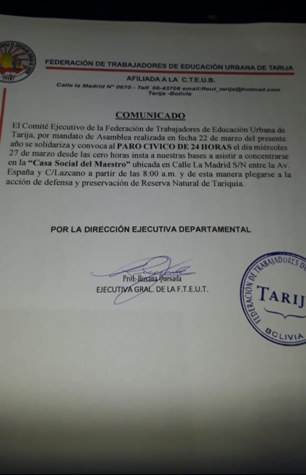 Maestros urbanos confirman paro de 24 horas para el miércoles