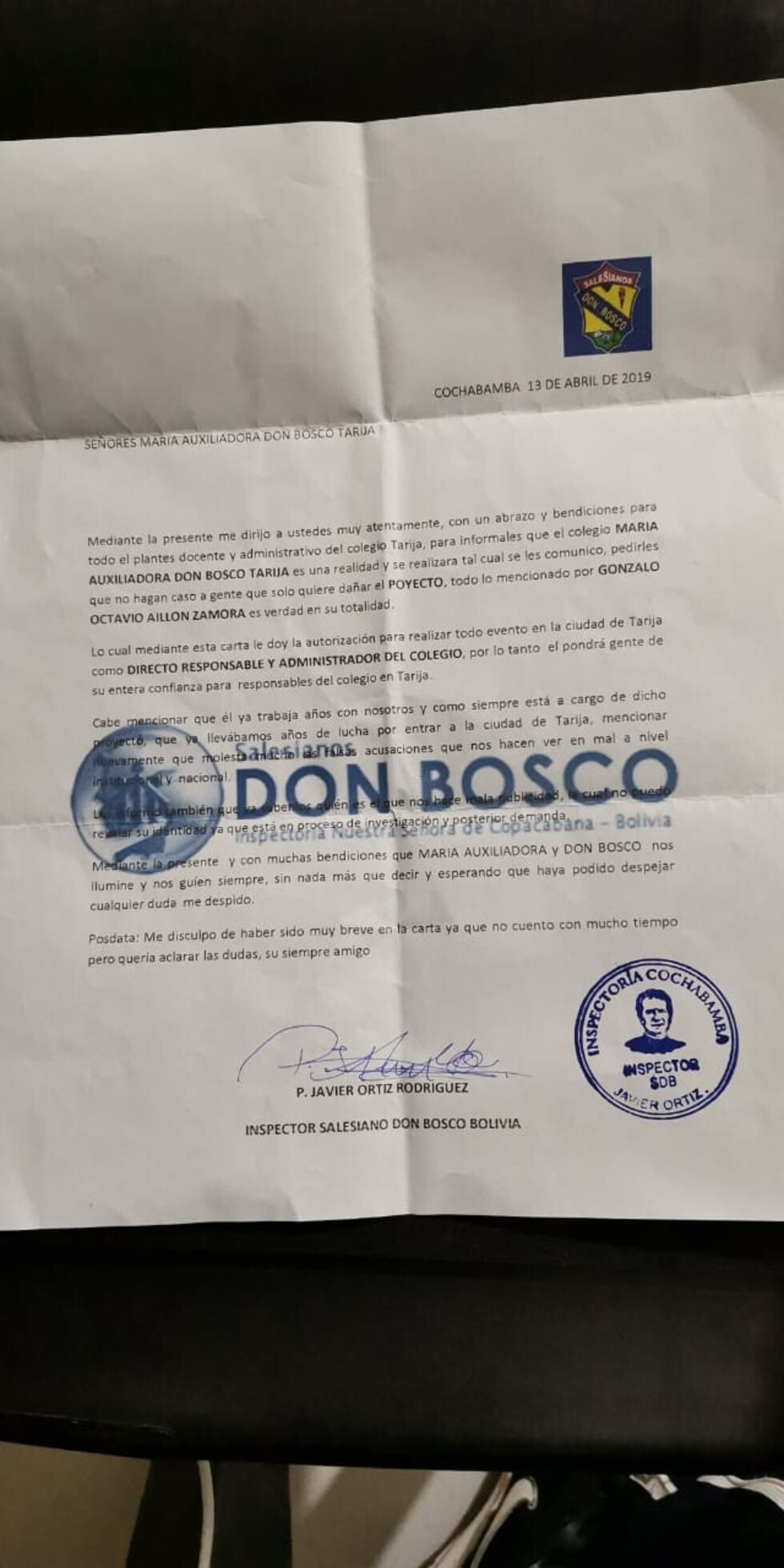 Aprehenden a un individuo por estafa de proyecto colegio Don Bosco en Tarija