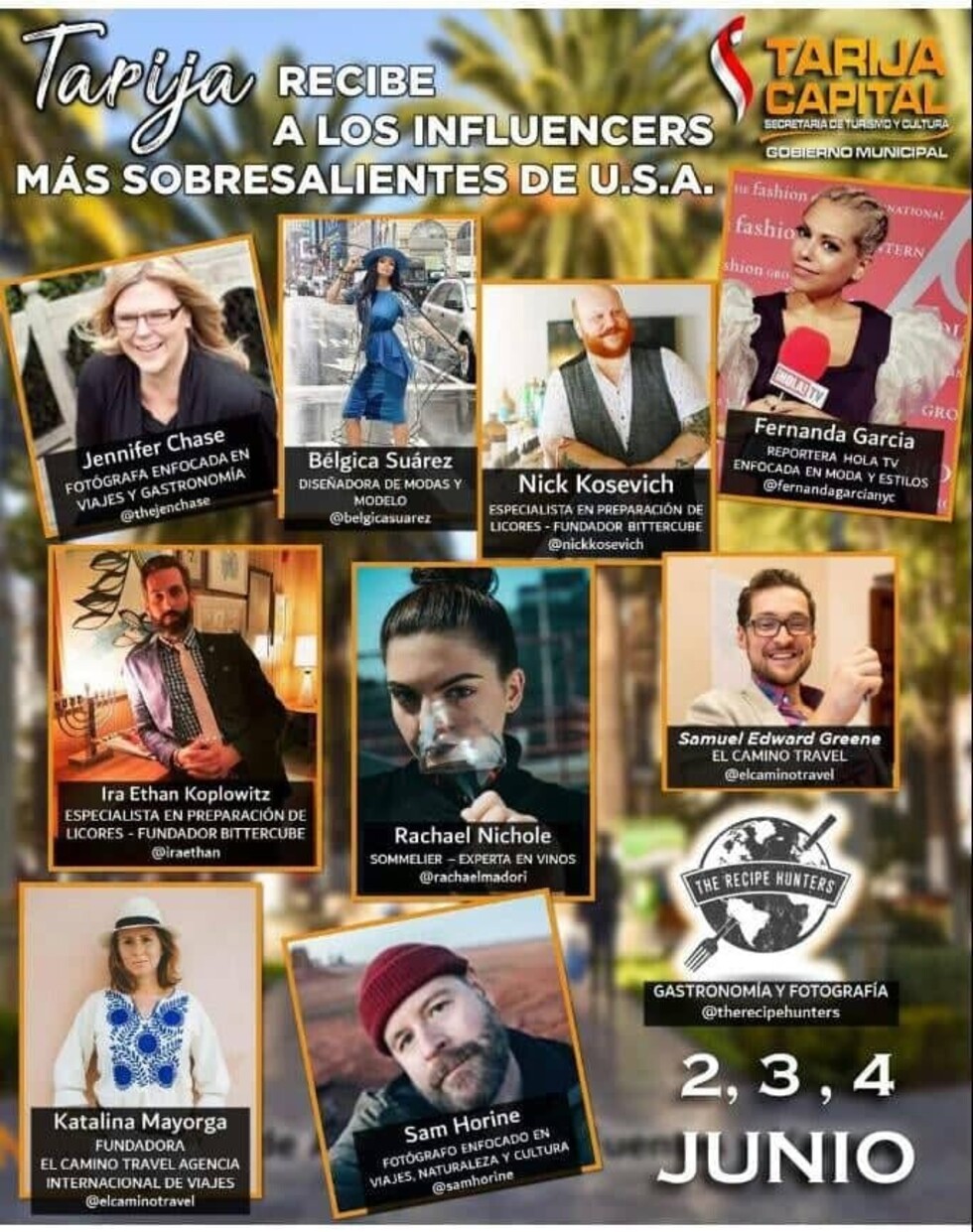 Grupo de Influencers llega a Tarija para promocionar en redes sociales sitios turísticos y gastronomía tarijeña