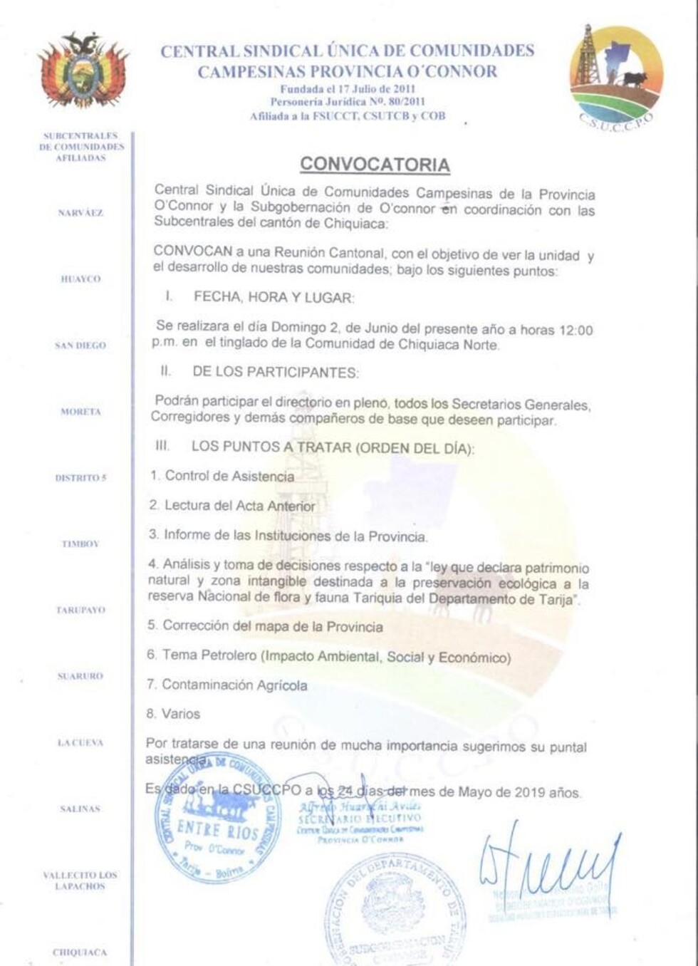 Cumbre en Chiquiacá por la exploración en Tariquía no alivia tensión