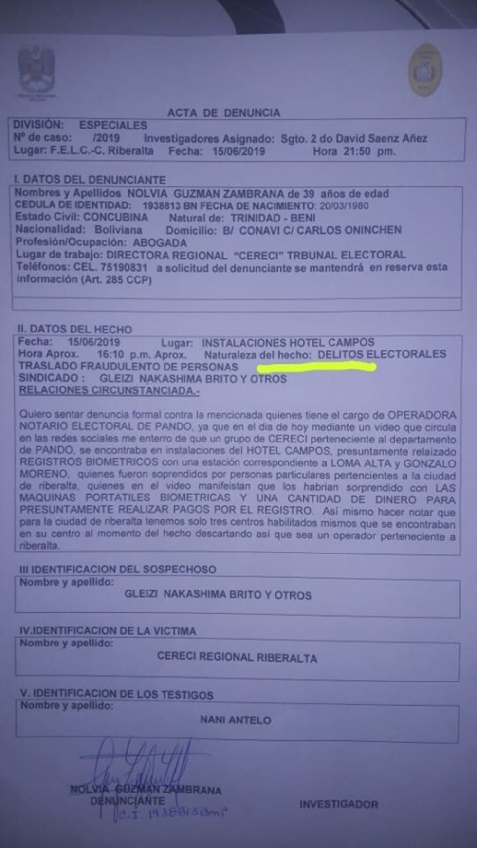 Riberalta: Denuncian delito electoral y traslado fraudulento de personas en registro biométrico