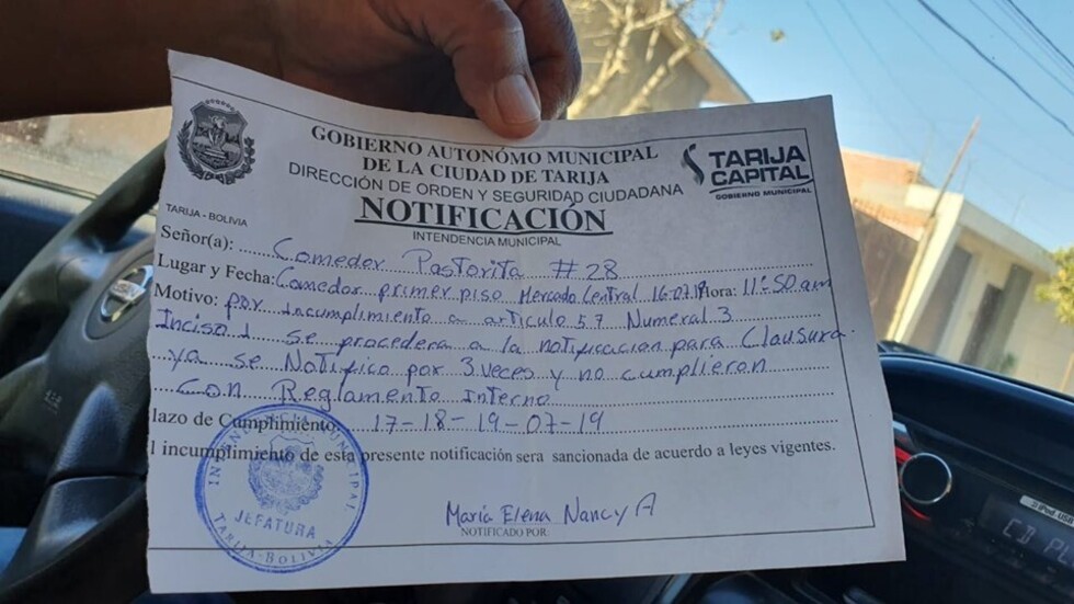 Clausuran puesto de comida de doña Pastora en el mercado Central de Tarija