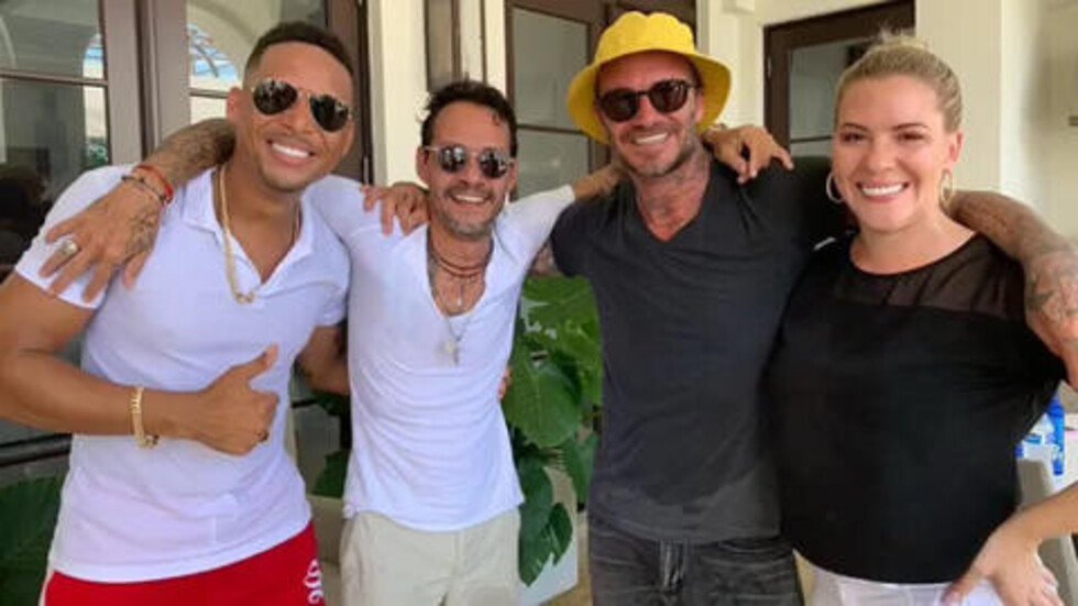 Beckham estuvo con Marc  Anthony en sus vacaciones