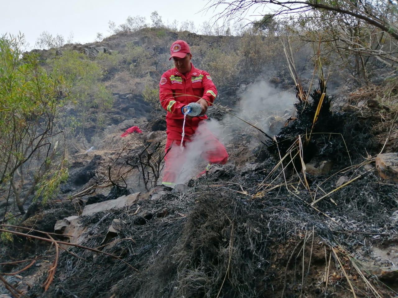 El fuego se reactiva en Turumayo y bomberos acuden de manera pronta