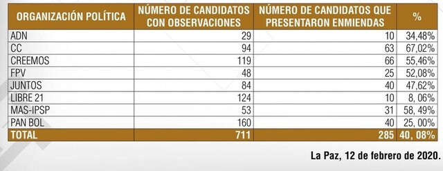 El 40% de candidatos observados presentaron enmiendas ante el TSE