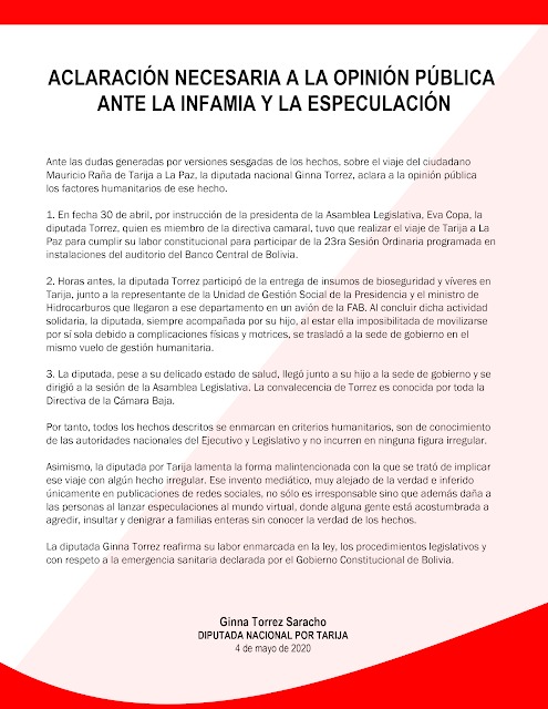 Diputada Torrez dice que por su "convalecencia" su hijo siempre la acompaña