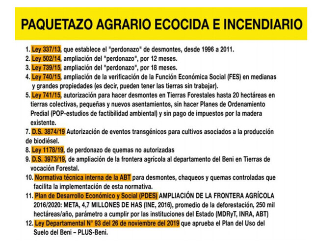 Sociedad civil da plazo al Gobierno para anular paquete de normas ecocidas e incendiarias