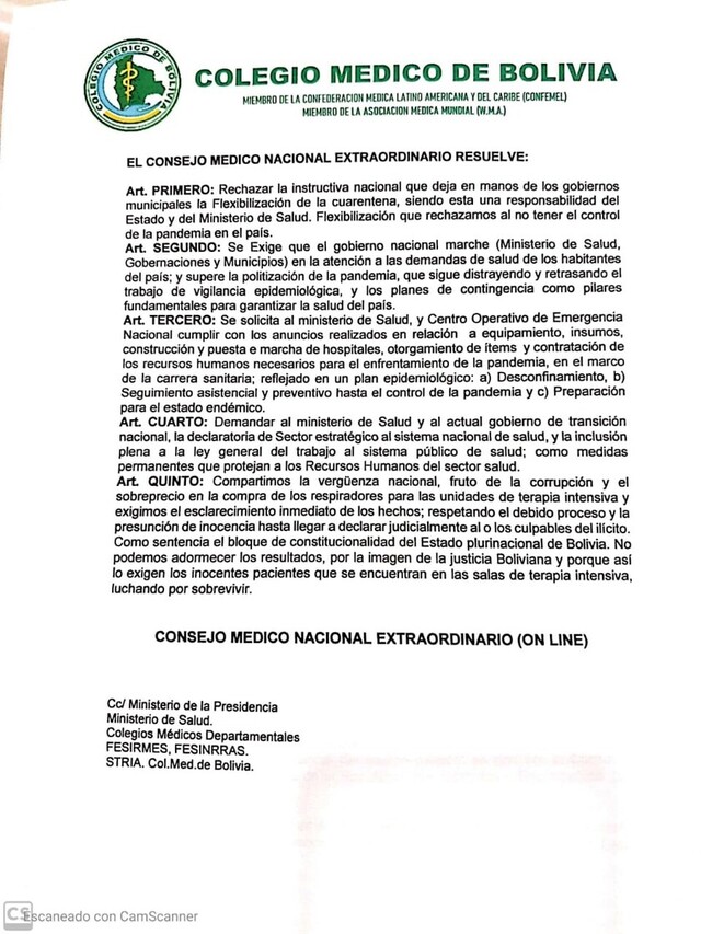 Colegio Médico exige al Gobierno asumir responsabilidad sobre cuarentena y no delegarla a los gobiernos municipales