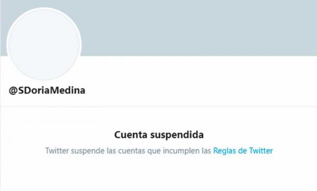 Doria Medina acusa a “guerreros digitales” porque Twitter le suspendió su cuenta