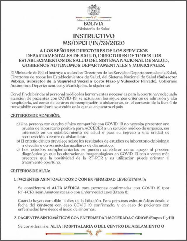 Cualquier cuadro clínico compatible será tratado como Covid aún sin prueba PCR
