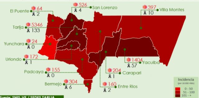 Tarija registra 124 nuevos casos de coronavirus y se acerca a los 9 mil contagios