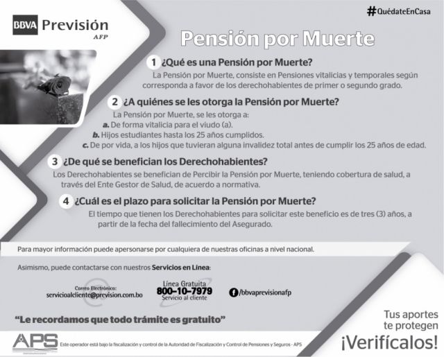 BBVA Previsión AFP explica ¿Qué es una pensión por muerte?