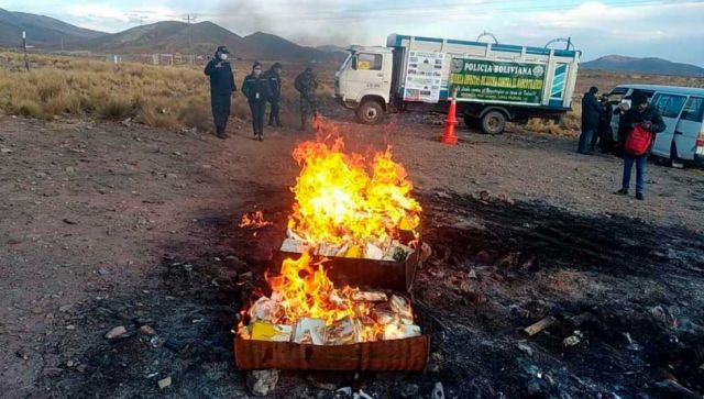 Destruyen 226 kg de cocaína incautados en Oruro
