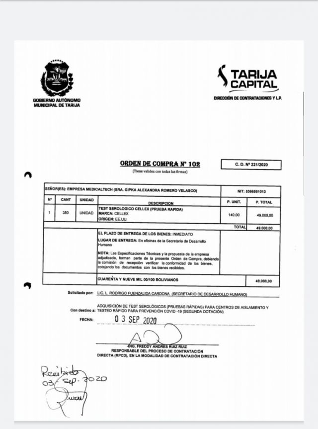 Compra del Municipio de Cercado a Medicaltech  