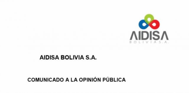 Aidisa emite comunicado respecto a presunta estafa en Tarija