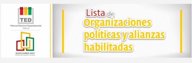 TED Tarija publica la lista de organizaciones y alianzas habilitadas para las elecciones subnacionales