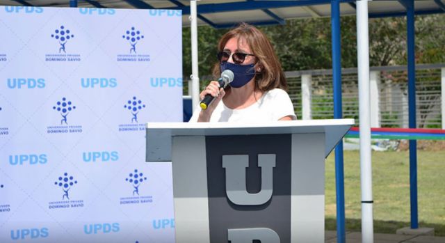 La rectora María Virginia  Ruiz durante el acto  de inauguración. Crédito: UPDS.