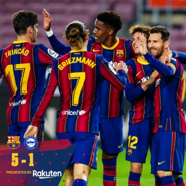 Barcelona goleó al Alavés  con dos goles de Messi 