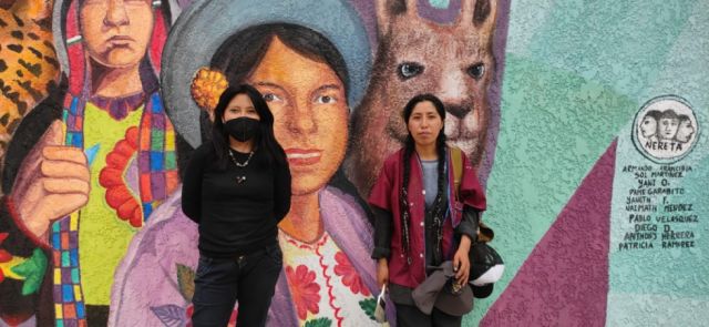 Silvia Mamani y Reina Mamani Mita llegaron de La Paz.