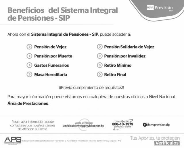 BBVA Previsión AFP comunica los beneficios del Sistema Integral de Pensiones 
